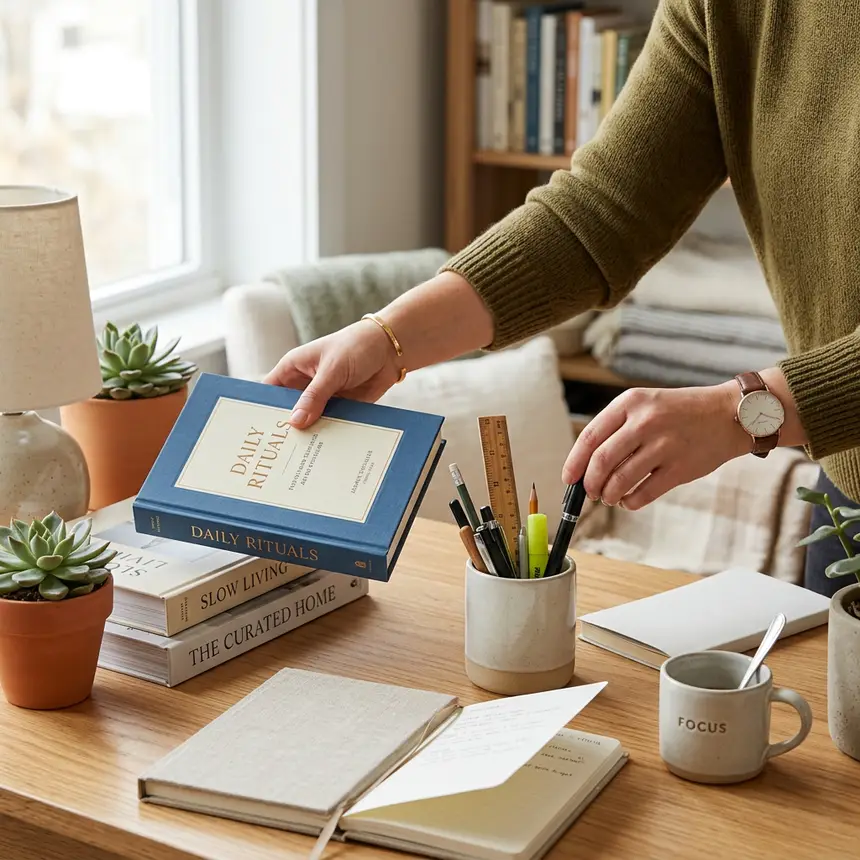 Desk organizing routine