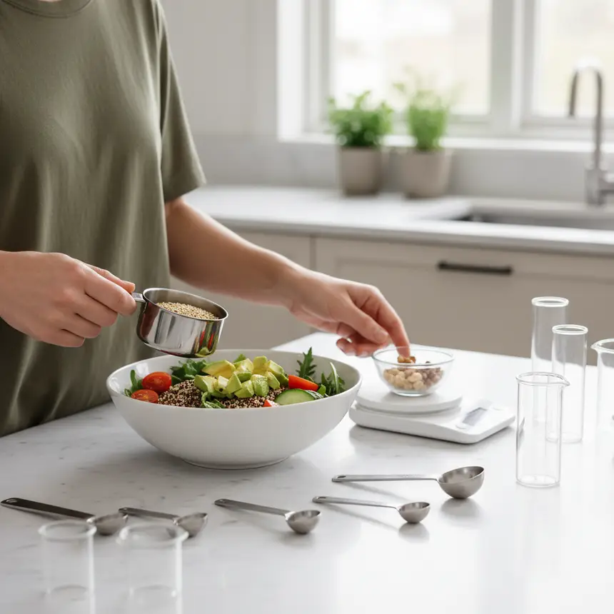 Person preparing meal in clean kitchen