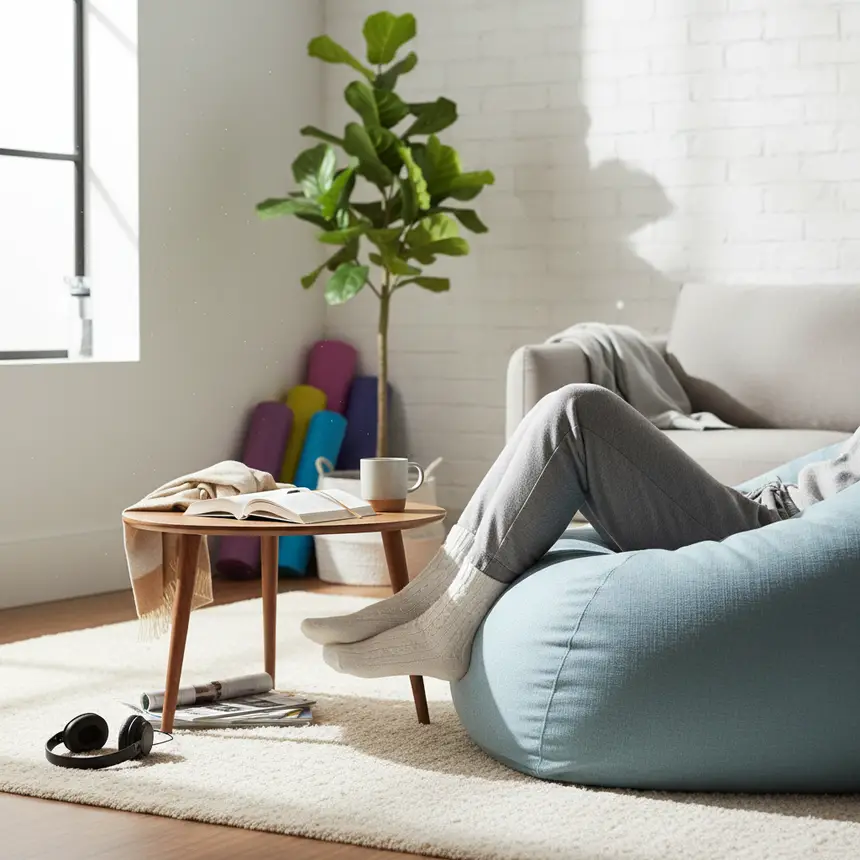 messy living room corner
