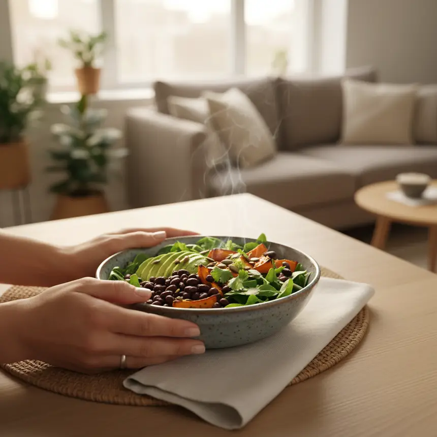 Solo living tranquility, healthy meal