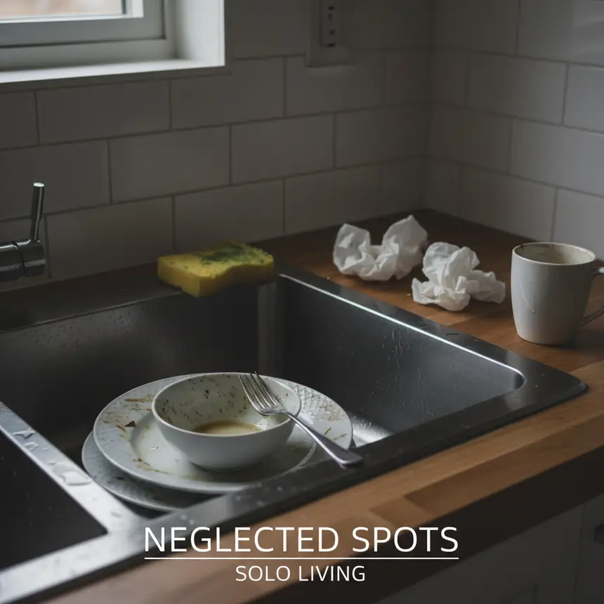 Messy kitchen sink, everyday grime, kitchen hygiene problems