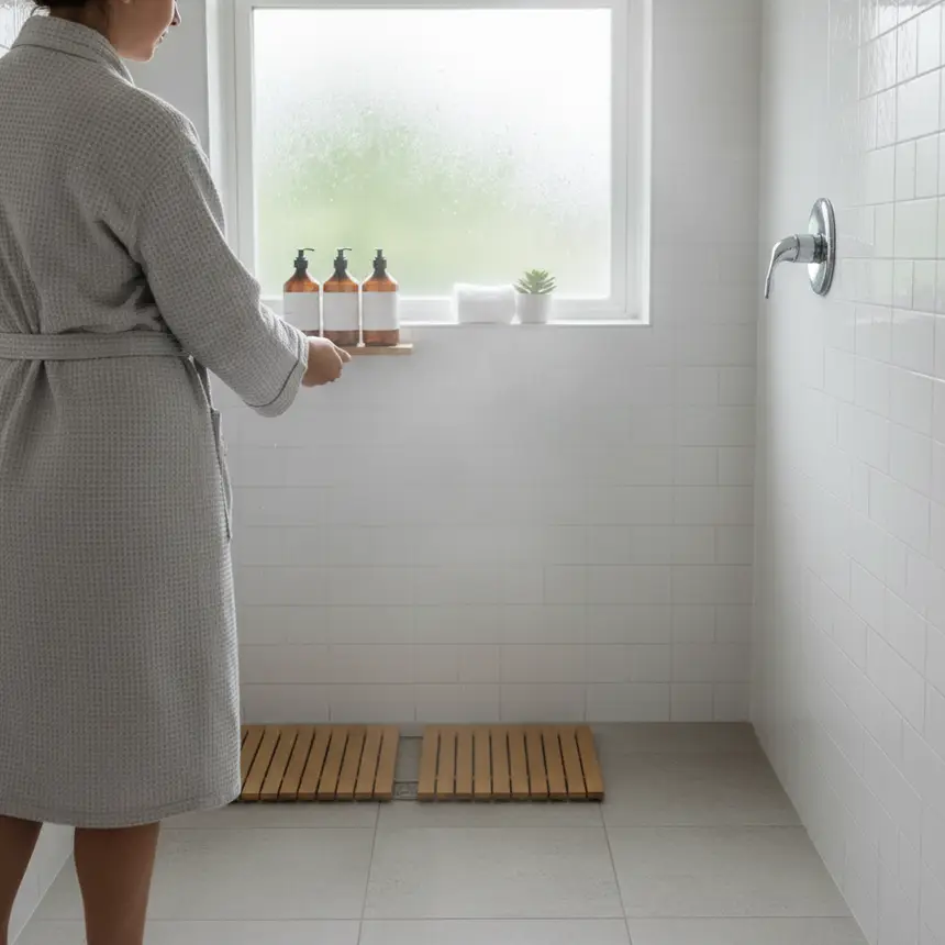 Damp and unventilated bathroom interior