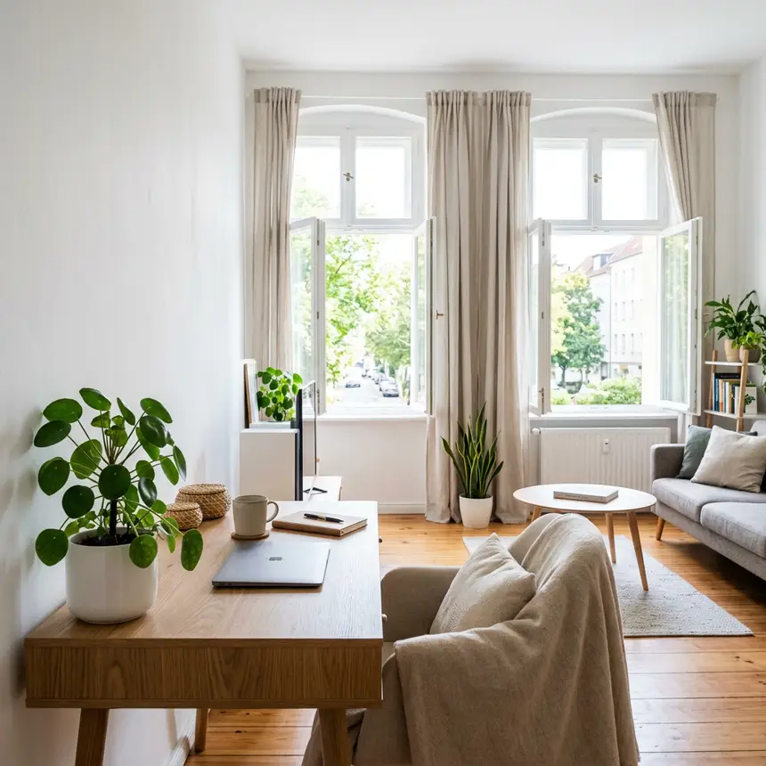 Well-ventilated and tidy studio apartment