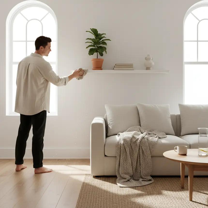 Clean apartment, cleaning routine