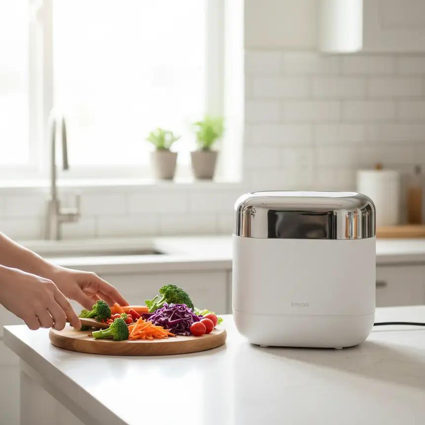Compact kitchen food waste processor