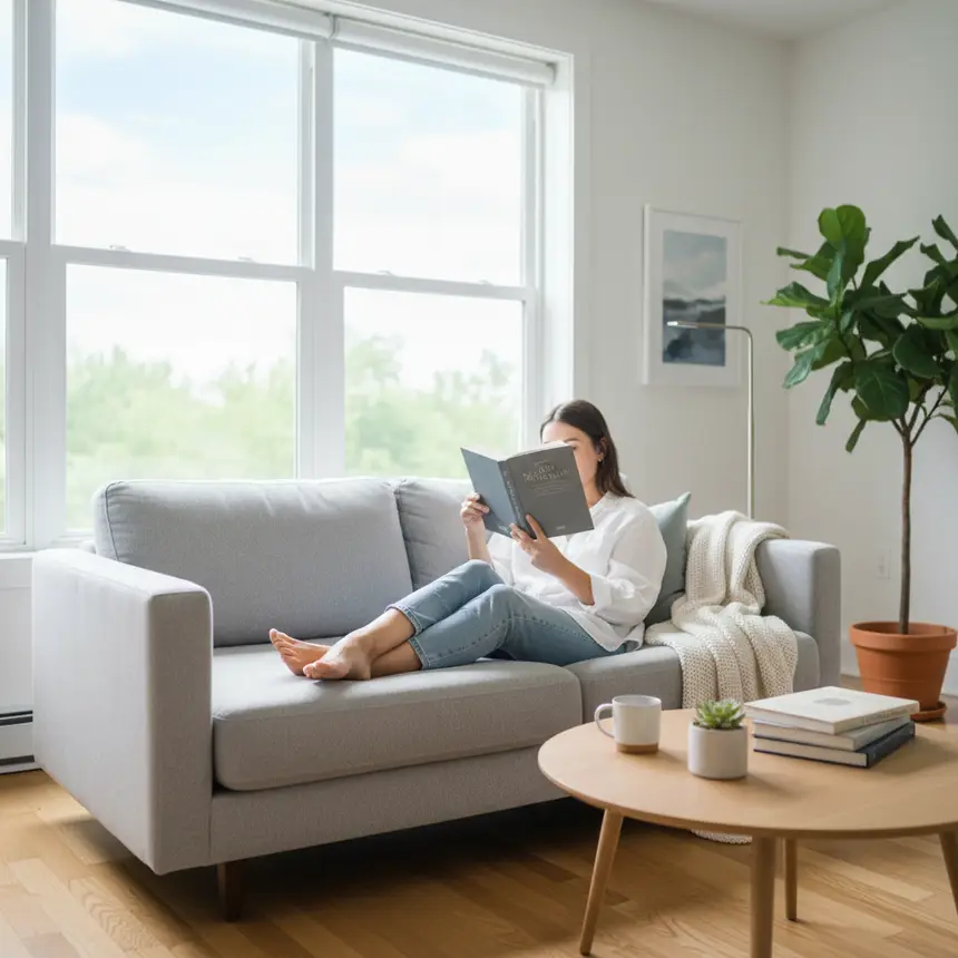 bright and clean minimalist apartment living room