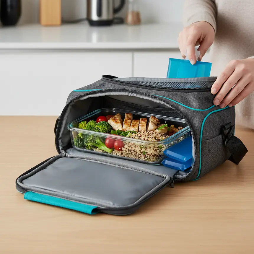 Insulated bag with ice pack