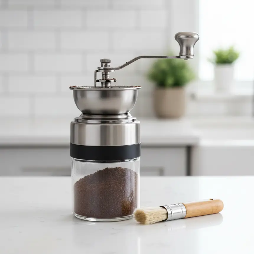 Manual coffee grinder cleaning