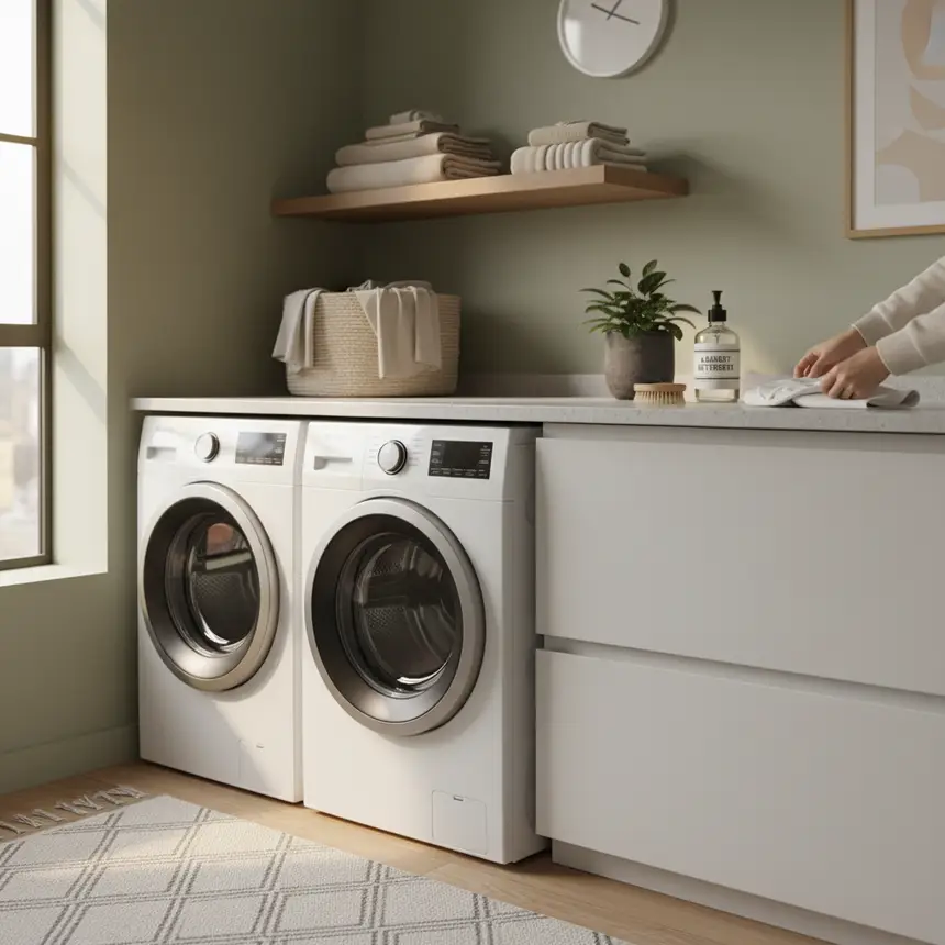 Organized laundry space, efficient routine