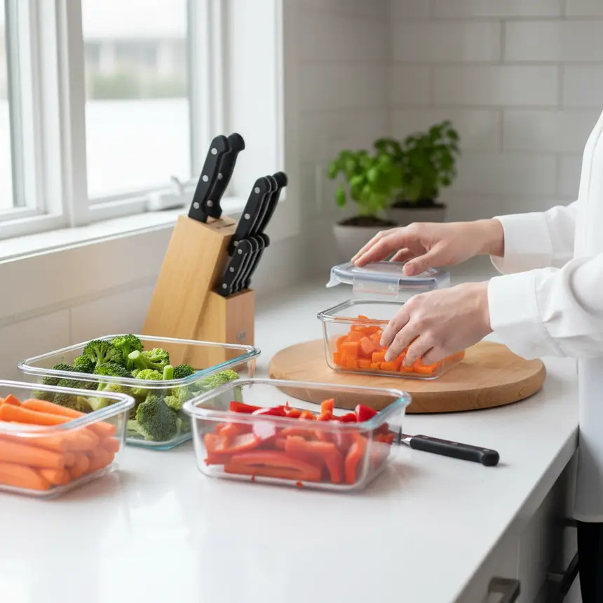 Organized kitchen ingredients