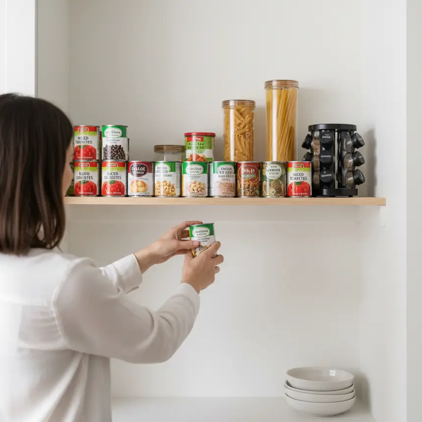 Organized canned goods pantry